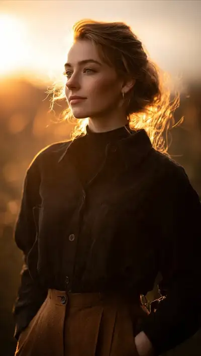 Retrato de Serenidad en la Hora Dorada