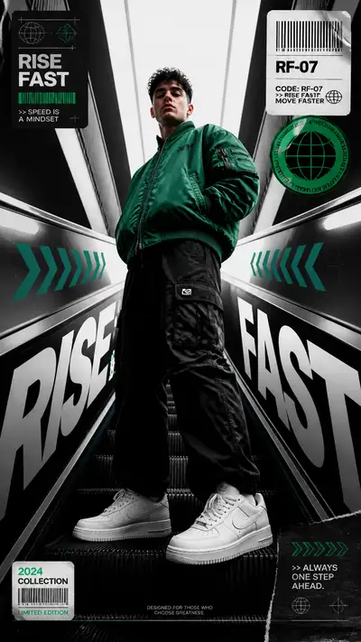 Streetwear Futuristic Escalator Advertising Poster