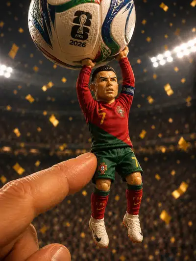 Boneco diorama colecionável de vitória na Copa do Mundo