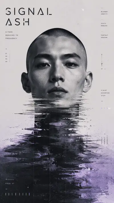 Experimental portrait posters with prism and glitch effects