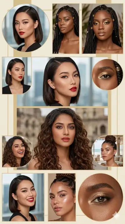 Elegant Diverse Women Portrait Collage