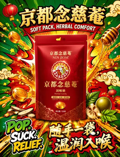 Traditional herbal throat lozenge commercial poster