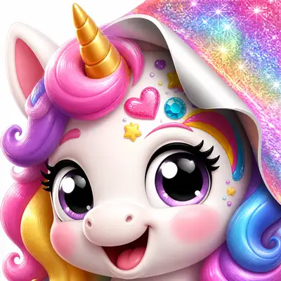 Baby unicorn sticker-peeling mobile game icon