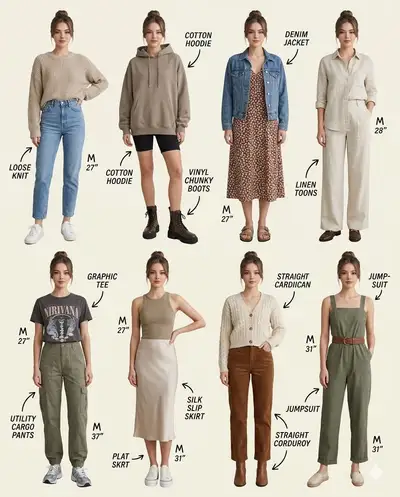 Prompt de collage de mode à huit tenues sur fond crème