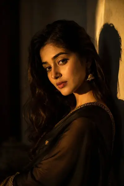 Golden Hour Portrait of a Woman in Traditional Attire