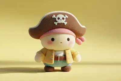 Cute kawaii plush toy doll of any subject on pastel background