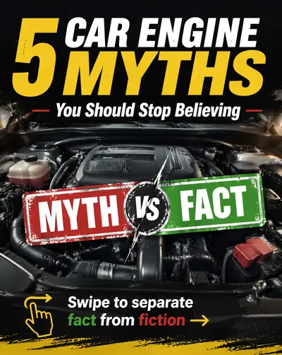 Car engine myths swipe carousel social post