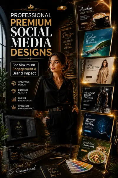 Dramatic ad for premium social media design agency