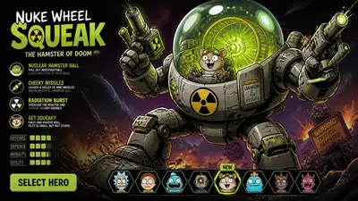 Winziger Hamster als Mech-Piloten-Helden-Splash-Art