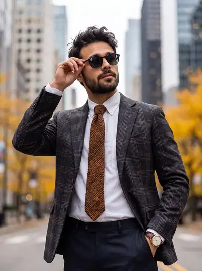 Stylish man street portrait with sunglasses prompt
