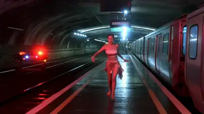 Cinematic Metro Chase and Embrace Scene