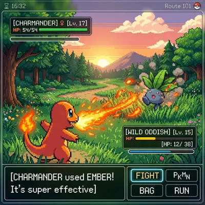 Retro Pokemon Gameboy Pixel Art Screenshot