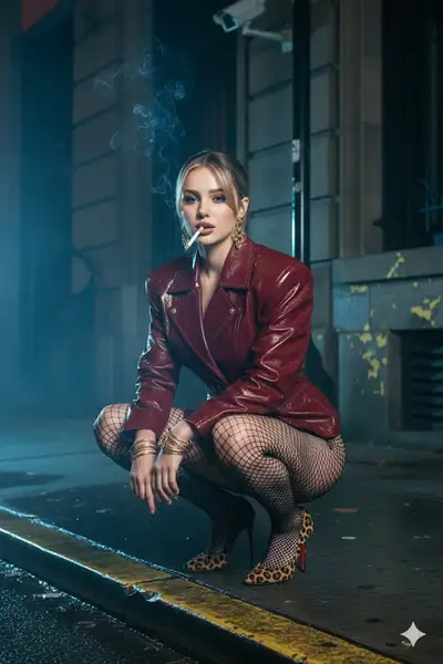 Cyber-Noir Night Street Portrait