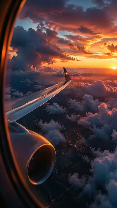 Cinematic Aerial Travel Shot from Airplane Window