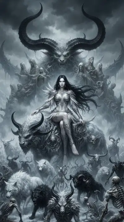 Scène de Trône Divin, Fantasy Sombre