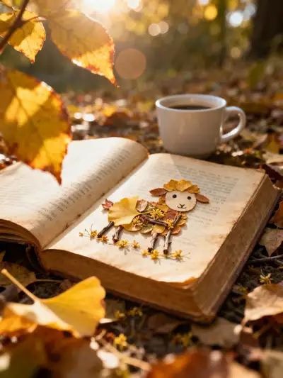 Autumn Leaf Sheep Book Art Prompt