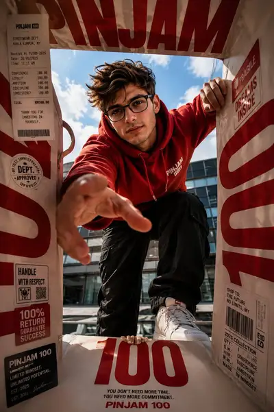 Inside-the-shipping-box POV streetwear ad (GPT Image 2)