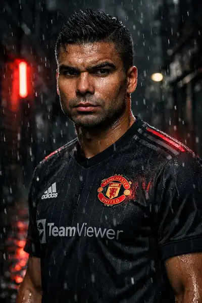 Portrait sportif de Casemiro, style Grit