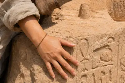 Hand Against Abu Simbel Statue