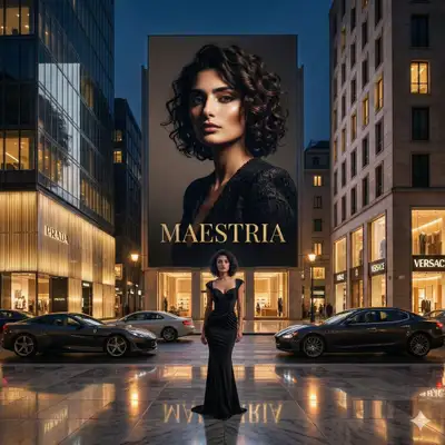 Cinematic Milan Luxury Fashion Billboard Portrait