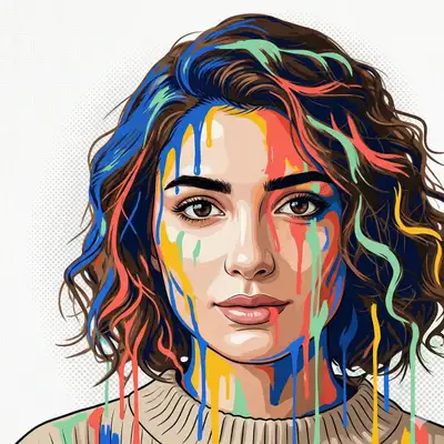 Portrait pop art moderne à effet de coulures à partir d'une photo