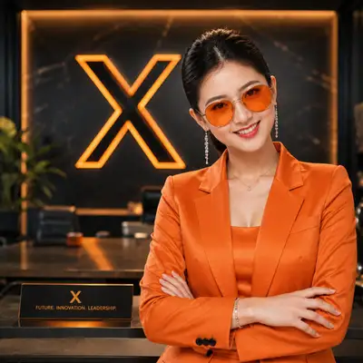 Elegant Businesswoman in Orange Suit