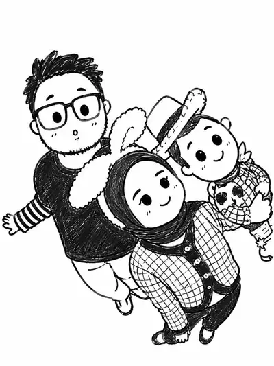 Chibi-Doodle-Illustration aus Foto