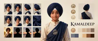 Sikh boy anime character identity board prompt
