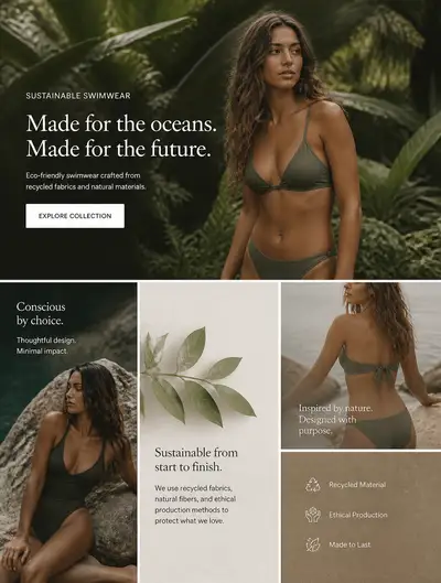 Sustainable eco-friendly swimwear collection visual