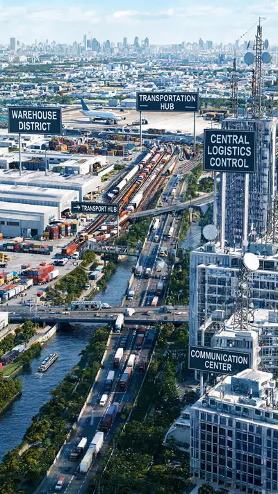 Aerial logistics city illustration prompt