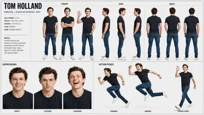 Professional animation character turnaround sheet template