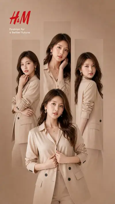 Four-panel minimalist fashion collage advertisement