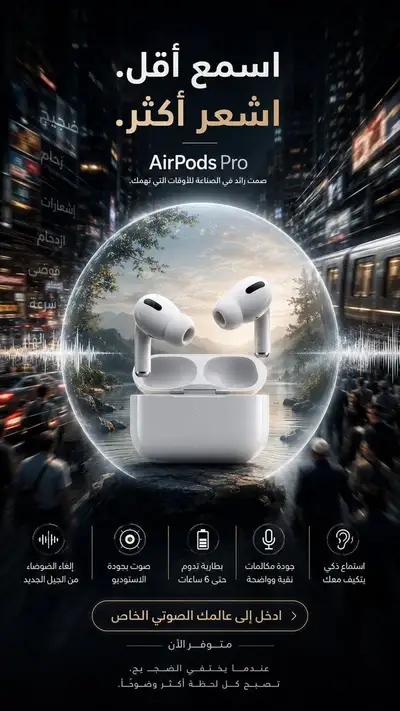 AirPods Pro noise cancellation advertising poster concept