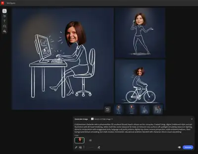 Strichmännchen an der Kreidetafel mit fotorealistischem echtem Kopf