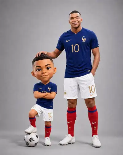 Football Player with Chibi Mini Version Studio Portrait