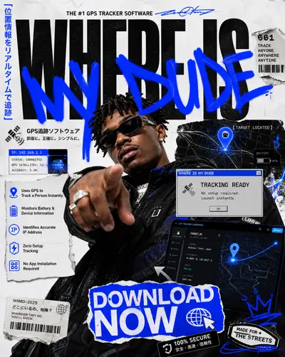 Japanese street-art GPS tracker app poster redesign