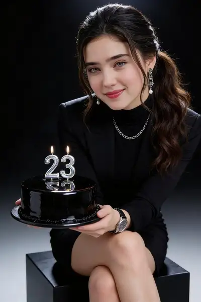 High-contrast black birthday studio photoshoot template