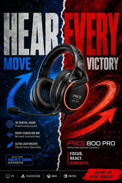 Gaming Headset Split-Theme Poster