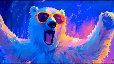Stylized Dancing Polar Bear Scene