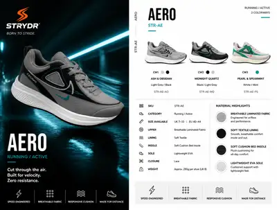 Two-Panel Sneaker Product Spec Sheet Template (STRYDR AERO)