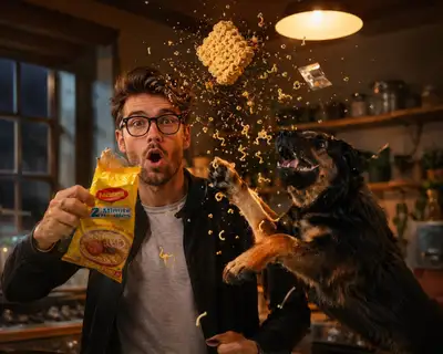 Ultra-Realistic Cinematic Noodle Explosion Kitchen Scene