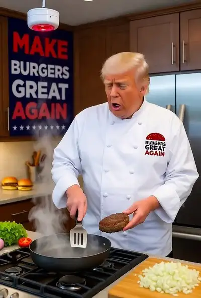 Trump cooking show smoke alarm prompt