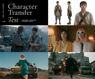 Character face-swap into an existing cinematic scene