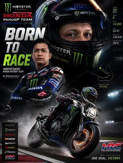 Monster Energy Honda MotoGP Racing Poster
