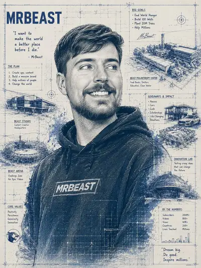 Architectural Blueprint Portrait of a Football Icon