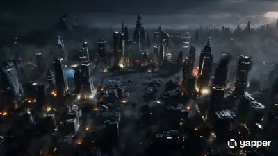 Epic Fire vs Ice Monster Battle in Ruined City