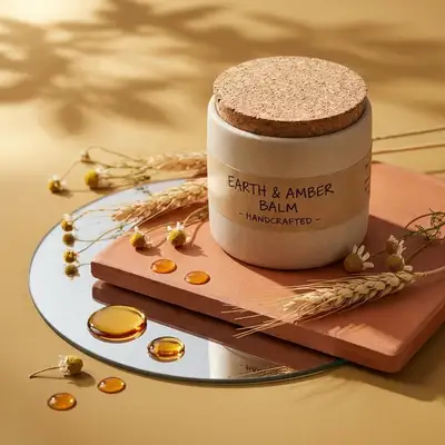 Editorial product bottle scene on stone slab and mirror