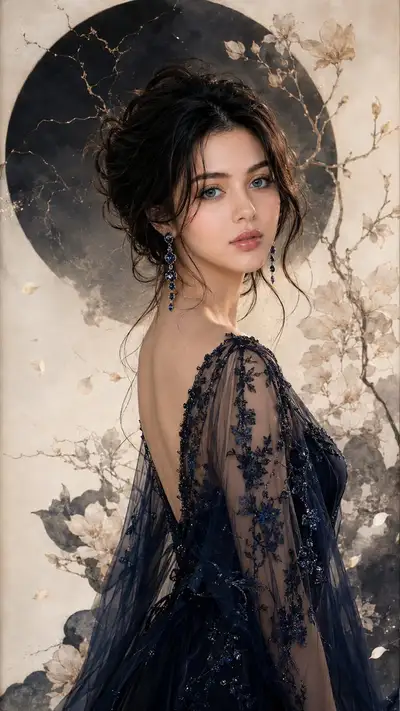 Moonlit Elegance: Cinematic Fashion Portrait