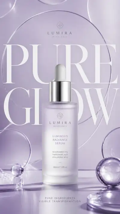 Luxury skincare serum bottle advertisement poster