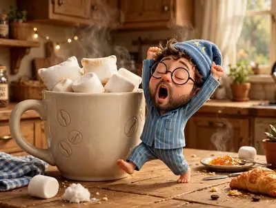 3D Animated Miniature Man in Farmhouse Kitchen